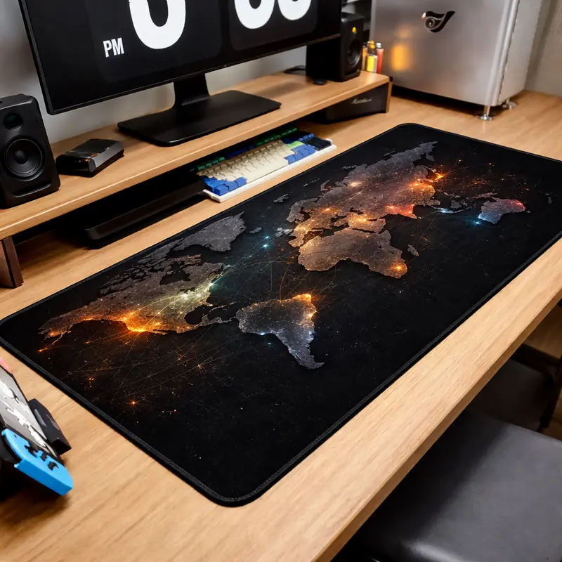 Uniteq World Map Extended Mouse Pad – Large Waterproof, Non-Slip Desk Mat 1