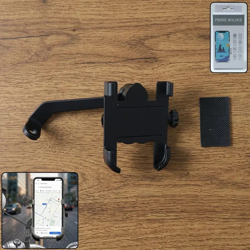 Universal Motorcycle Mirror Mount Phone Holder – Rugged Metal Cradle 1