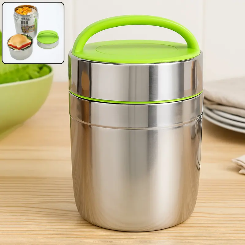 Vacuum-Insulated Stainless Steel Thermos Flask – 1.8L Leak-Proof Hot Food Carrier 1