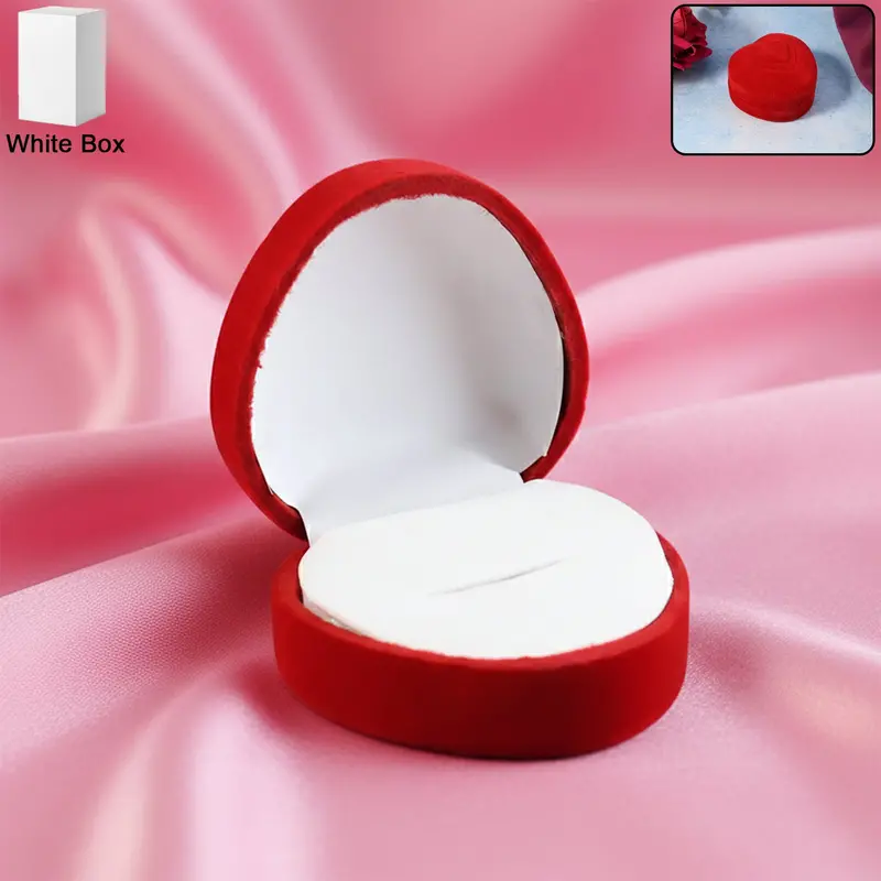Velvet Heart-Shaped Jewelry Ring Box – Luxe Presentation Case For Special Occasions 1