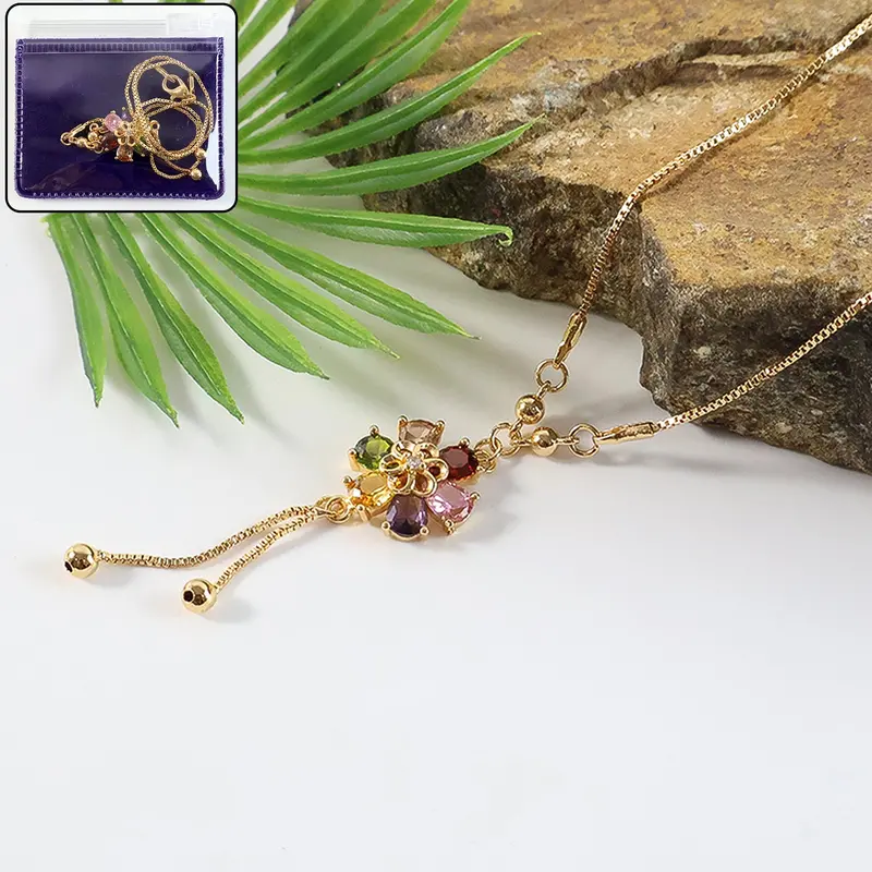 Vibrant Multicolor Gold Pendant Necklace For Women 1