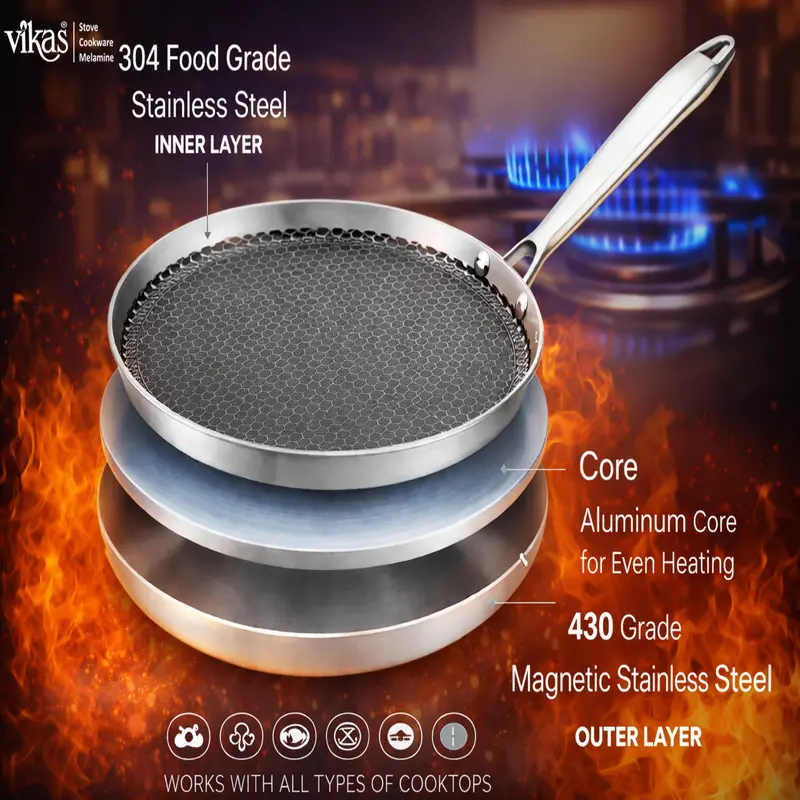 Vikas Aluminum-Core Dosa Tawa With Honeycomb Reinforced Base For Uniform Heat Distribution 1