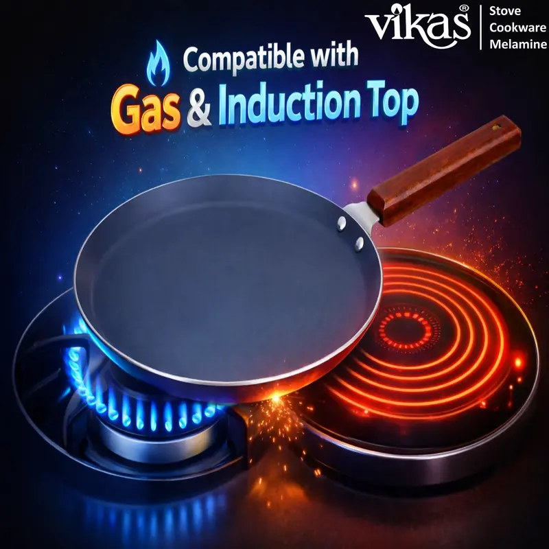Vikas Ceramic Dosa Tawa – Grey Finish With Ergonomic Wooden Handle 1