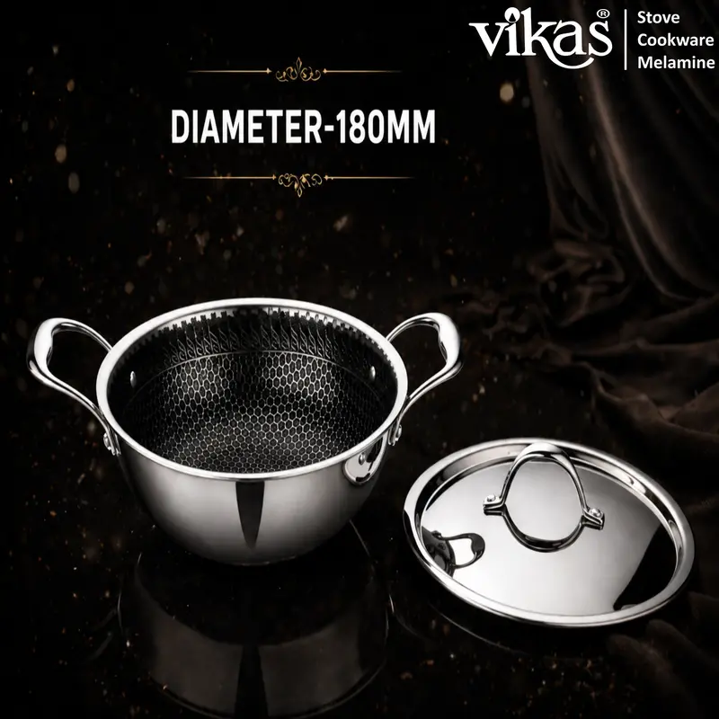 Vikas Heavy-Duty Honeycomb Kadai With Secure-Fit Lid 5