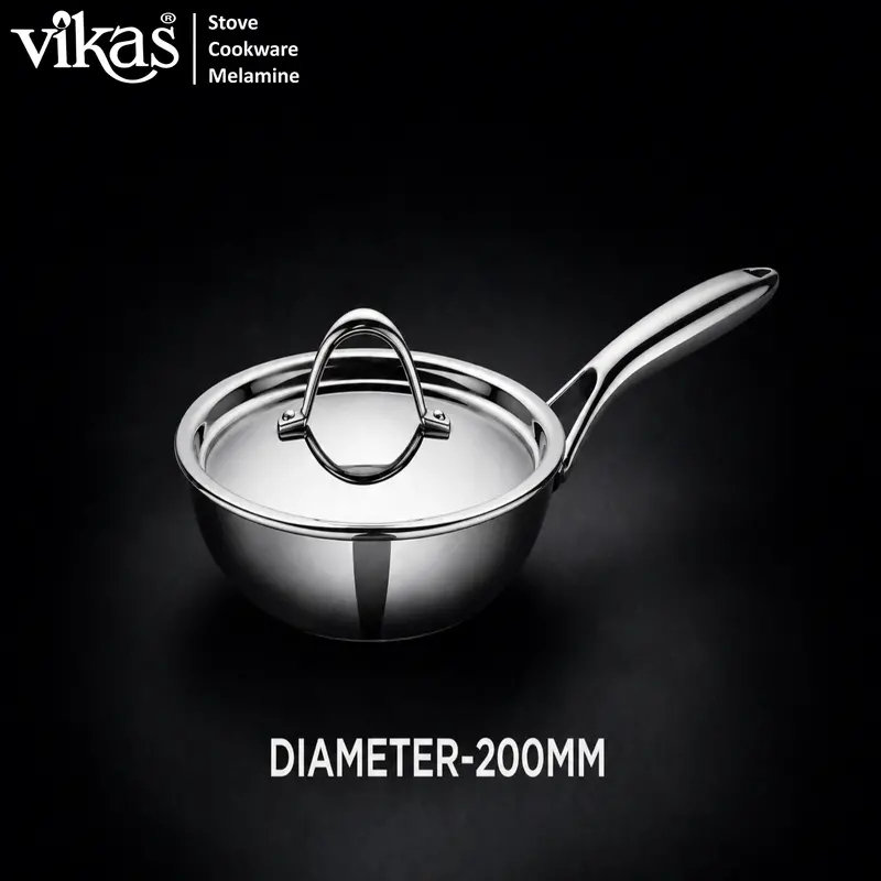 Vikas Triply-Bonded Frypan With Lid – High-Performance Cookware 1
