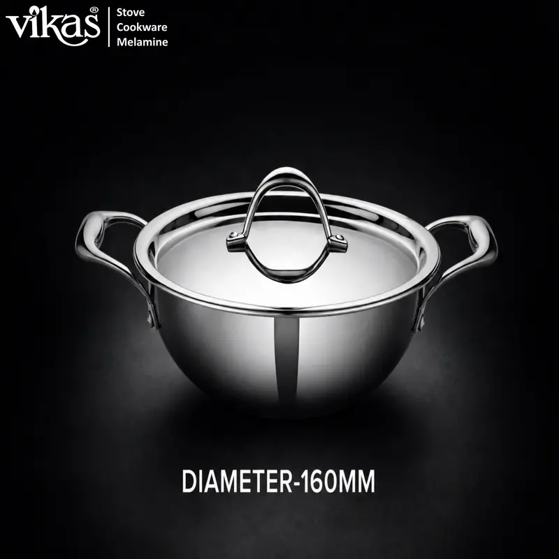 Vikas Triply-Clad Kadai With Tight-Seal Lid – Premium Cooking Pot 1