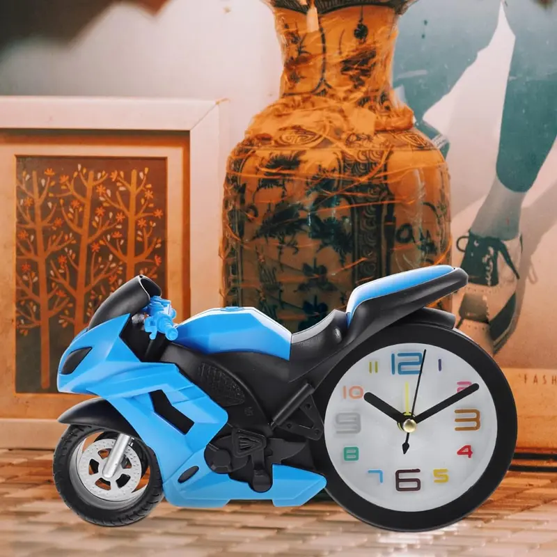 Vintage-Style Motorcycle Alarm Clock – Engine-Themed Desktop Timepiece With Sound Alert 1