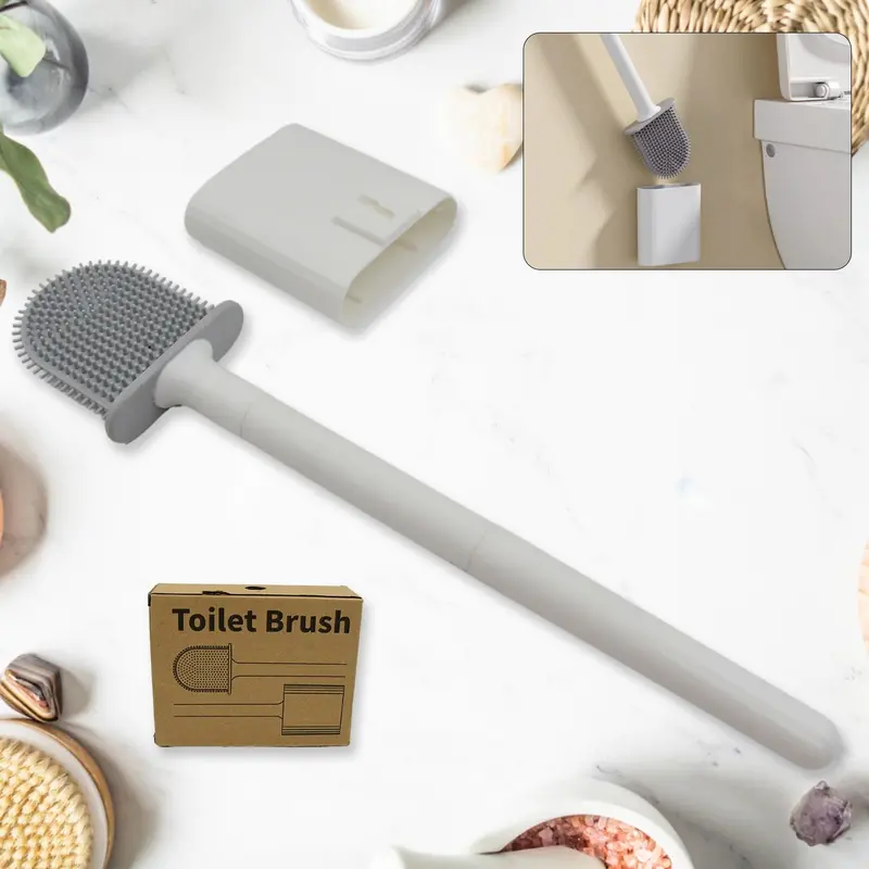 Wall-Mounted Silicone Toilet Brush – Anti-Drip Design With Ergonomic Non-Slip Handle 1