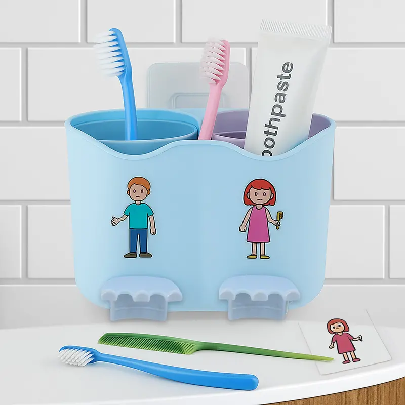 Wall-Mounted Toothbrush Holder – Compact Bathroom Organizer (1 Pc) 1