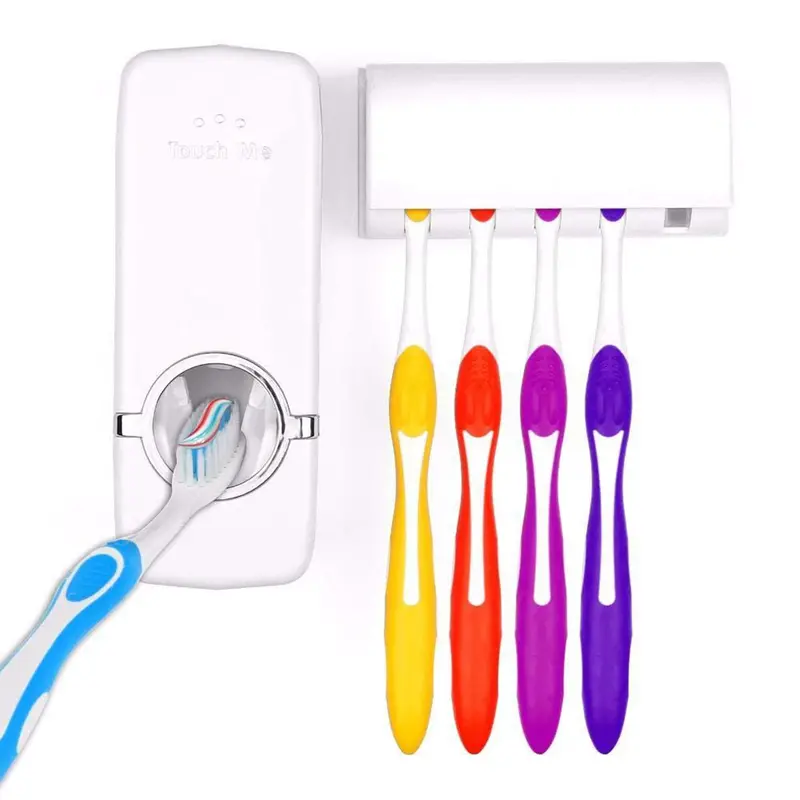 Wall-Mounted Toothpaste Dispenser With Integrated Toothbrush Holder 1