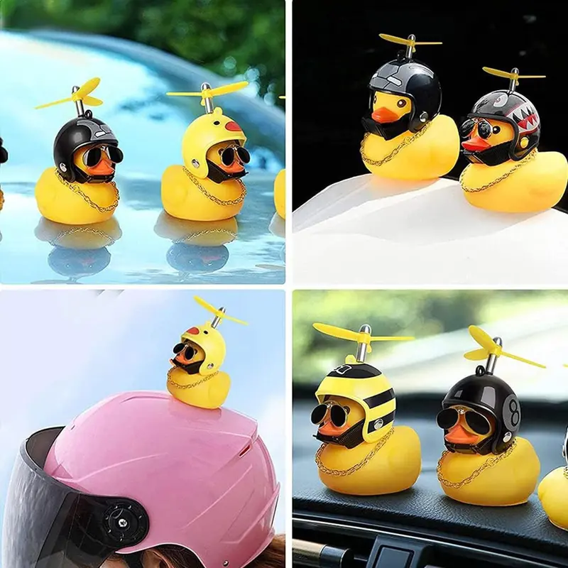 Whimsical Duck-Themed Car Or Bike Ornament With Spinning Propeller Bell 1