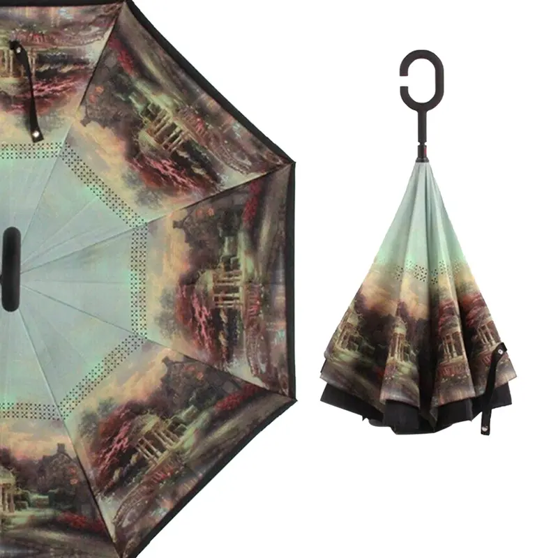 Windproof Travel Umbrella – Reversible Design With Automatic Open/Close 1