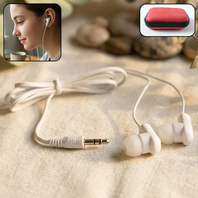 Wired Earphones With Protective Zipper Carry Case – Compact Audio Set 1