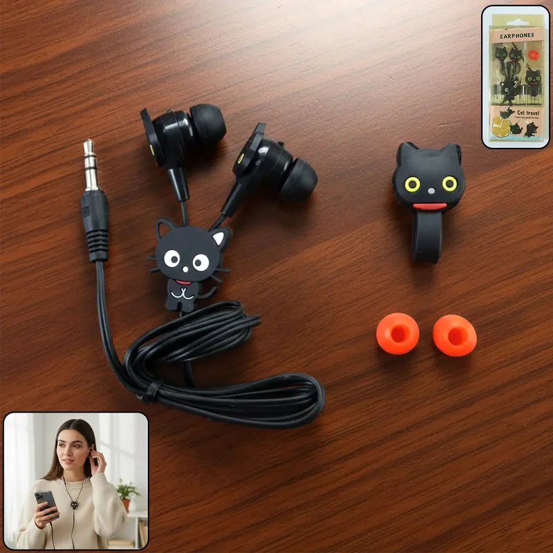 Wired In-Ear Earphones – Playful Cartoon Design With Flexible Cable (1 Set) 1