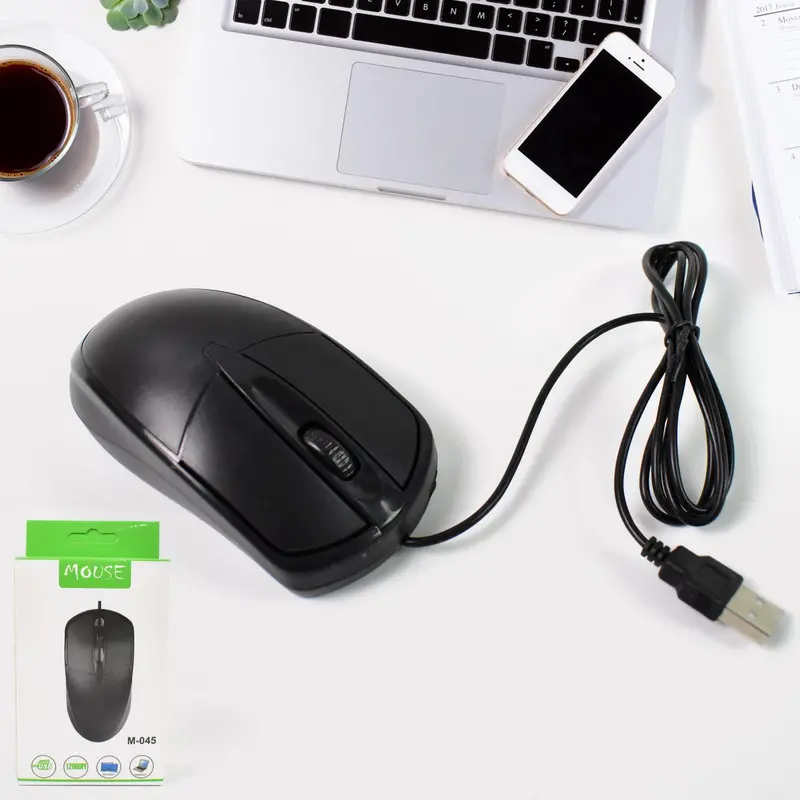 Wired Optical Computer Mouse – Ergonomic M-045 Model For Windows & Mac Laptops 1