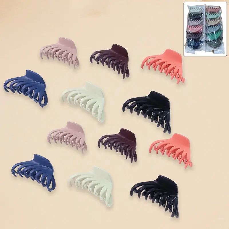Women’S & Girls’ Hair Claw Clip Set — Vibrant Mixed Designs (12 Pc) 1