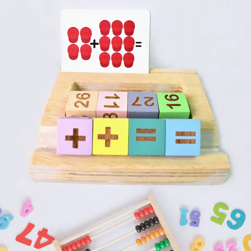 Wooden Math Time Card Game – Fun Educational Counting And Arithmetic Activity For Kids 1