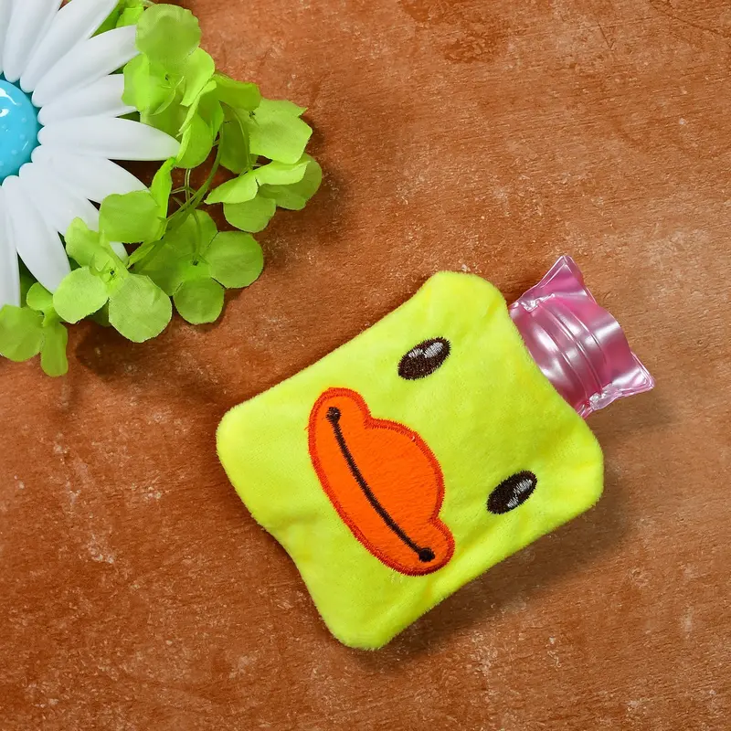 Yellow Duck-Shaped Hot Water Bottle – Cute Design With Protective Cover For Pain Relief 1