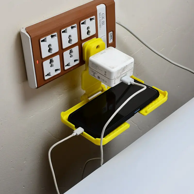 Yellow Wall-Mounted Phone Charging Holder – Space-Saving Vertical Stand 1