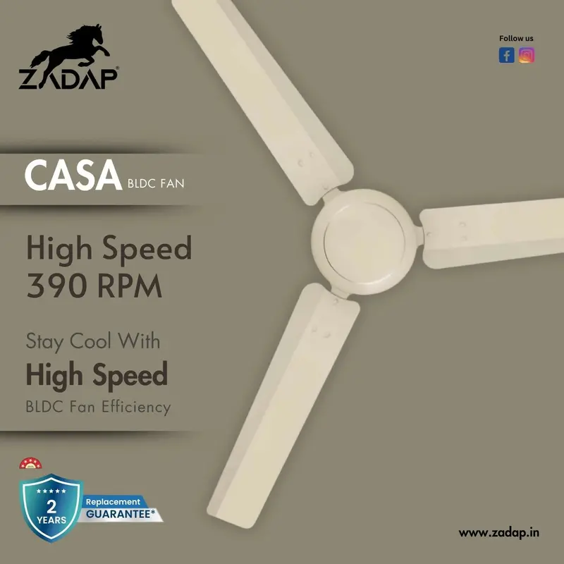 Zadap Casa 1200Mm 5-Star Rated Bldc Ceiling Fan – Ivory Finish 1