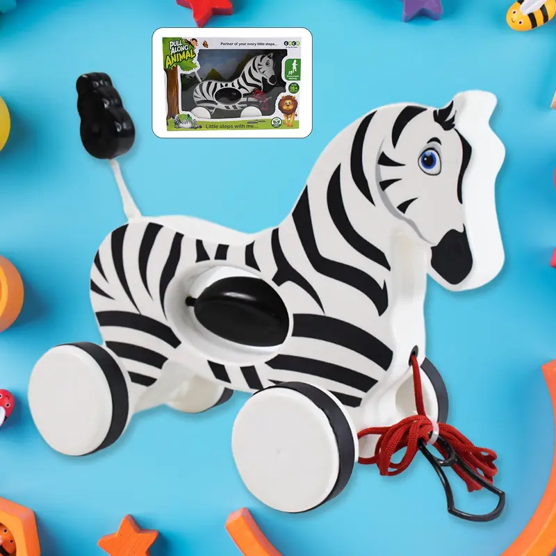 Zebra Pull-Along Walking Toy – Toddler Balance & Mobility Rope Toy 1