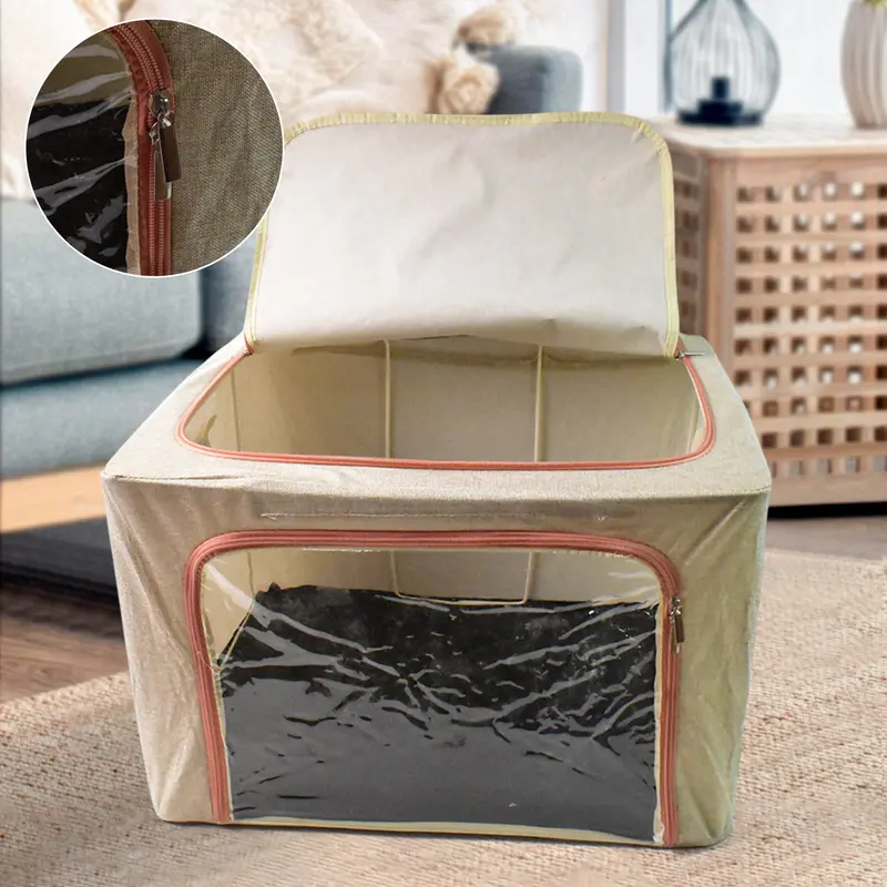 Zippered Closet Storage Box With Clear Viewing Window – Collapsible Organizing Bin 1