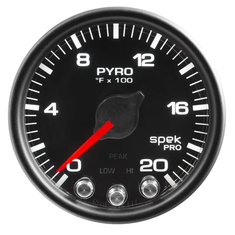 Autometer P31032 Digital Pyrometer Gauge – 2 1/16", 2000°F, Stepper Motor With Peak Hold & Warning 1