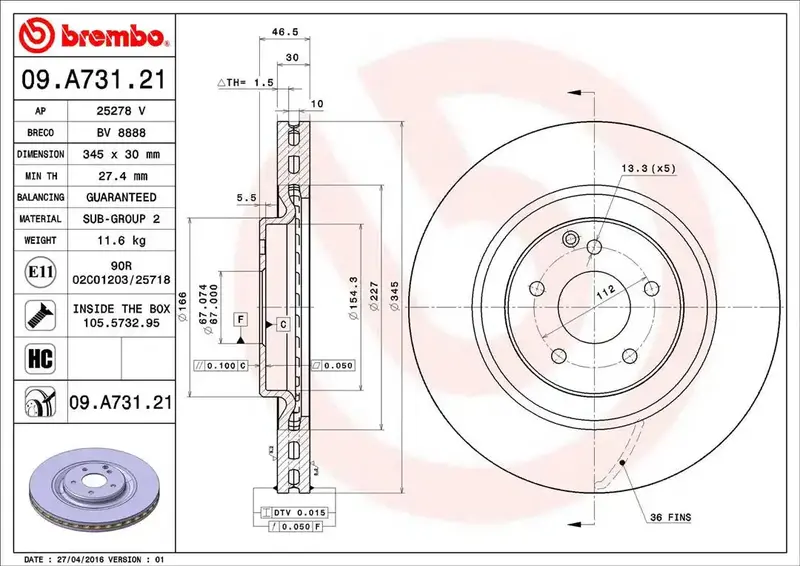 Brembo 09A73121C02 Premium Brake Rotor – High-Performance Disc Replacement 1