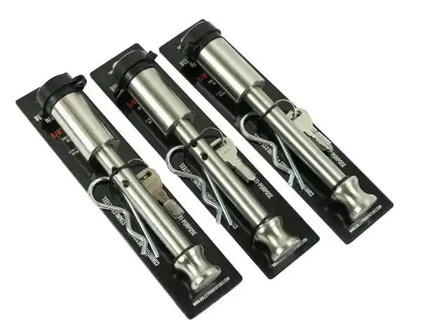Set Of Three 5/8" Stainless Steel Locking Pins With Retaining Clips 1