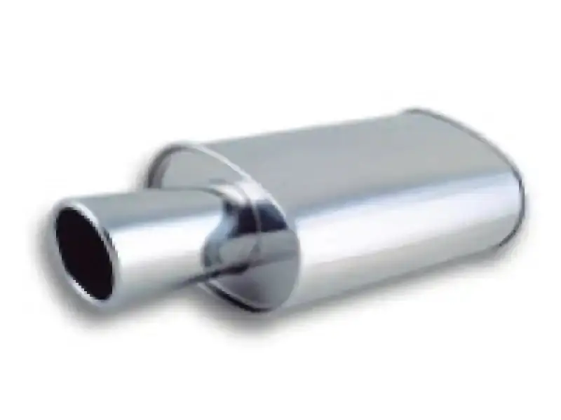 Streetpower Turbo Oval Muffler With Vibrant 4-Inch Angle-Cut Rolled Tip – 3-Inch Inlet Id 1